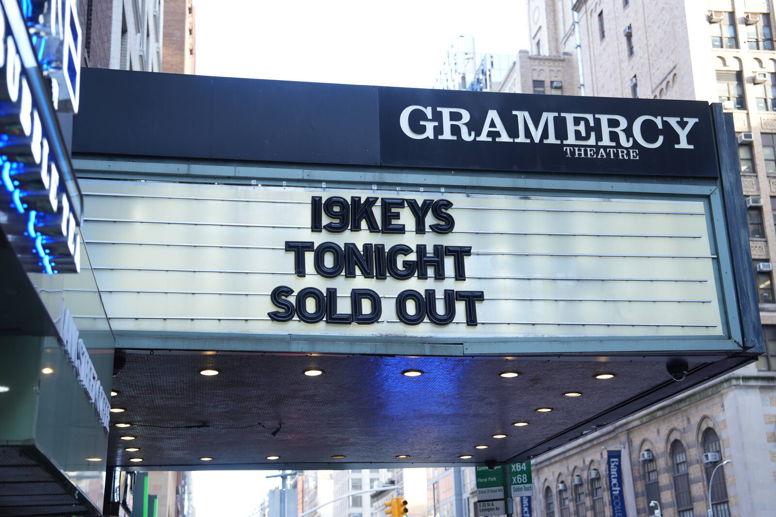 Gramercy Theatre marquee — 19Keys tonight, sold out
